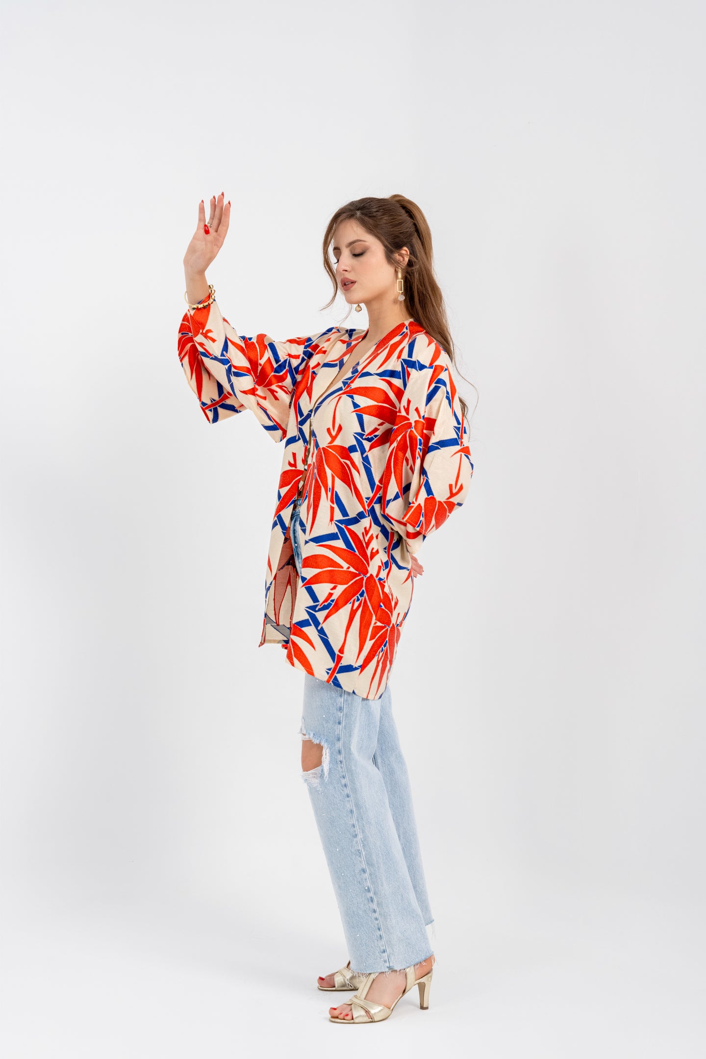Orange Bloom - Short Jacquard Cardigan